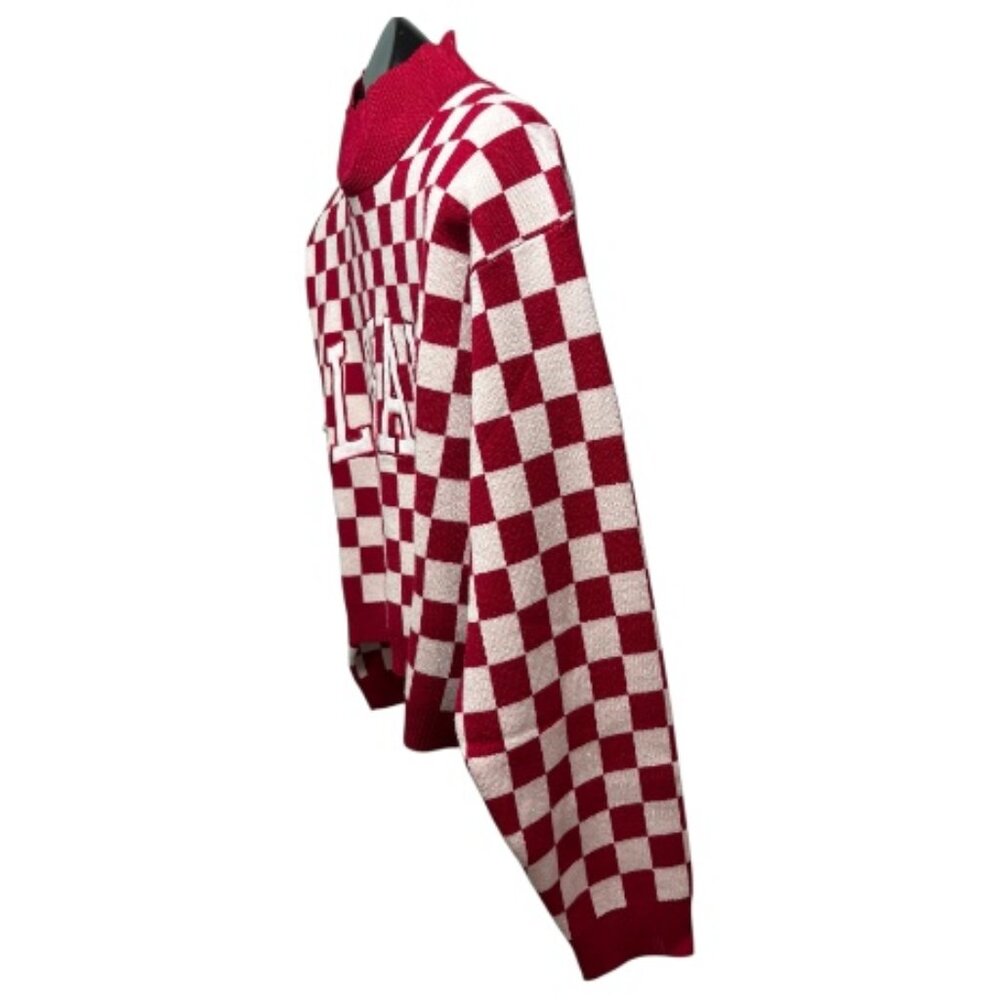 Alabama Crimson Tide Gameday Social Cropped Sweater S Bama Checkerboard Red NWT - Picture 3 of 8
